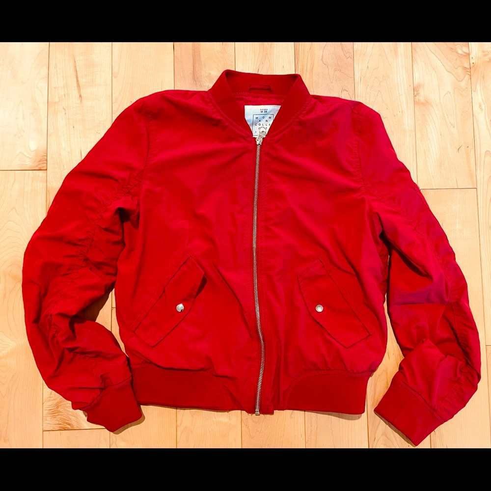 Pull & Bear Red Fitted Bomber jacket Size M